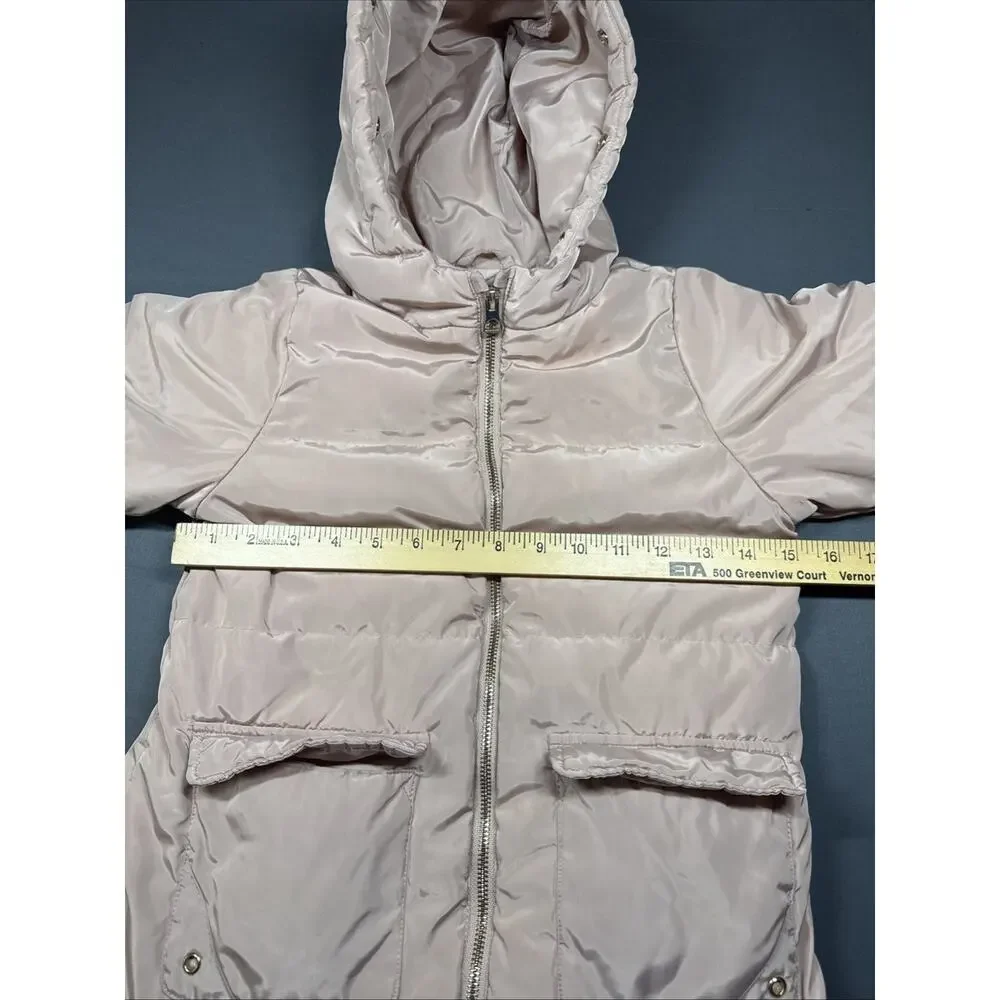 ZARA Girls Puffer Jacket Size 4-5 Years (110 cm) Light Pink Quilted Winter Coat